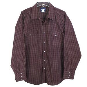 Wrangler Western Shirt Mens Size XXL Purple Check Long Sleeve Pearl Snap Front
